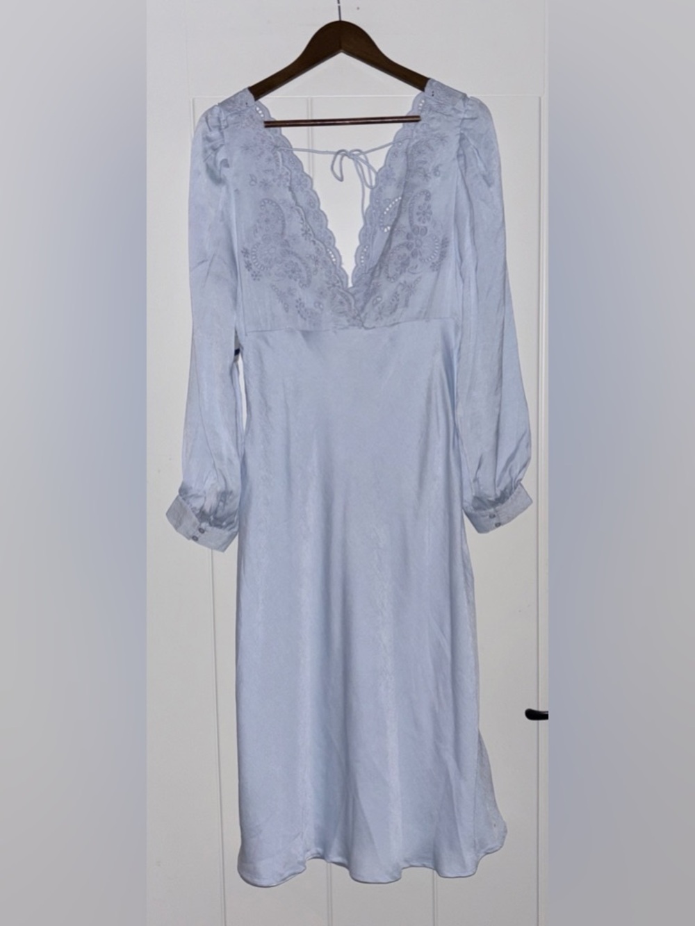 Free People Vintage Inspired Arabella Blue Midi Slip Bias Cut Dress NEW Women XL - Picture 2 of 15